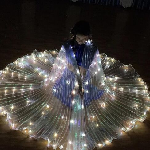 LED Isis Wings, Belly Dance LED Isis Wing Adult Women Butterfly Wings for Girls, Glow Angel Wing with Telescopic Stick Glowing Light Up Costume for Carnival, Stage, Halloween Christmas Party in Saudi Arabia