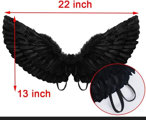 HANDIC Black Angel Costume Wings and Halo Adult Angel Costume Wings for Kids Girls Woman Halloween in Saudi Arabia