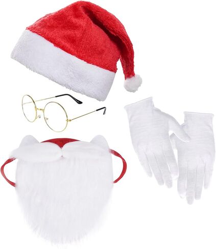 choyaxo Christmas Santa Costume Accessory Including Christmas Hat Face Mask Glasses Gloves for Men Women Christmas Cosplay Dress up in Saudi Arabia