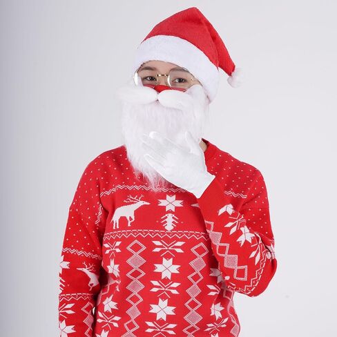 choyaxo Christmas Santa Costume Accessory Including Christmas Hat Face Mask Glasses Gloves for Men Women Christmas Cosplay Dress up in Saudi Arabia