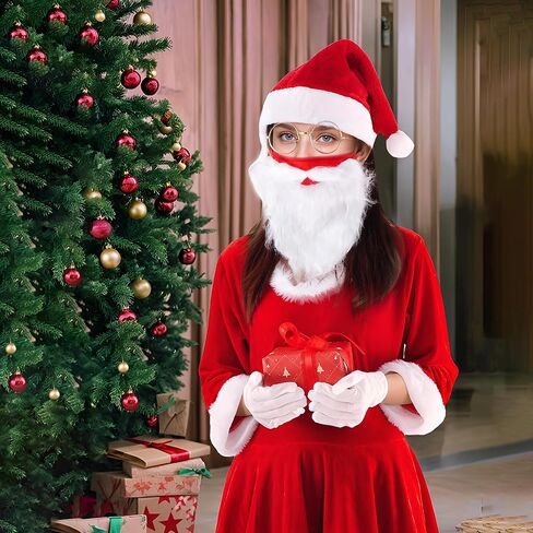 choyaxo Christmas Santa Costume Accessory Including Christmas Hat Face Mask Glasses Gloves for Men Women Christmas Cosplay Dress up in Saudi Arabia