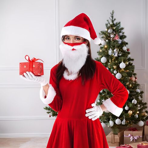 choyaxo Christmas Santa Costume Accessory Including Christmas Hat Face Mask Glasses Gloves for Men Women Christmas Cosplay Dress up in Saudi Arabia