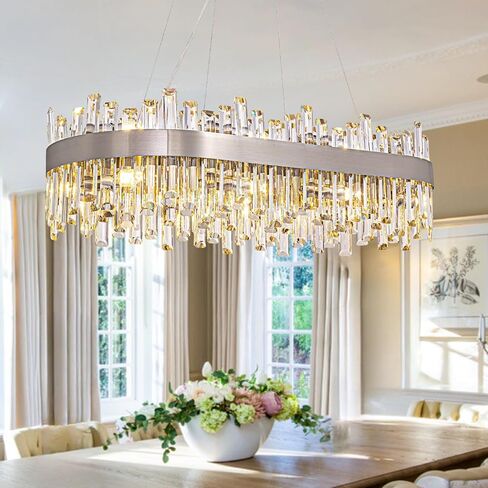 Siljoy Modern Crystal Chandelier 16-Light Farmhouse Black Round Crystal Raindrop Chandelier Industrial Dimmable Crystal Pendant Ceiling Light Fixture for Dining Living Room Entryway Foyer D31.5'' in Saudi Arabia