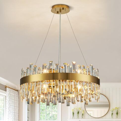Siljoy Modern Crystal Chandelier 16-Light Farmhouse Black Round Crystal Raindrop Chandelier Industrial Dimmable Crystal Pendant Ceiling Light Fixture for Dining Living Room Entryway Foyer D31.5'' in Saudi Arabia