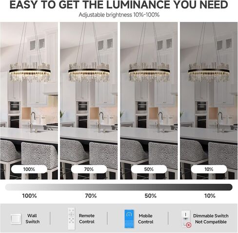 Black Modern Led Crystal Chandelier: 23.6" Round Contemporary 3 Color Dimmable Dining Room Light Fixture over Table - Adjustable Lighting Chandeliers for Bedroom Living Kitchen Island Entryway Foyer in Saudi Arabia