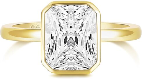 EAMTI 3CT Engagement Rings for Women Radiant Cut CZ Solitaire Promise Wedding Bands Travel Bezel Ring Size 4-10 in Saudi Arabia