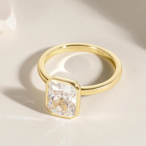 EAMTI 3CT Engagement Rings for Women Radiant Cut CZ Solitaire Promise Wedding Bands Travel Bezel Ring Size 4-10 in Saudi Arabia