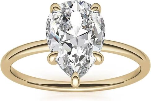 Engagement rings 10K Gold Moissanite ring for women Center 2 Carat Pear/Oval Cut Pure Yellow Gold Moissanite Ring for Women Wedding Band （US Size 5-8 in Saudi Arabia