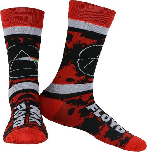 Pink Floyd Socks Men's Icon And Logo Rock Band Casual Crew 5 Pair Crew Sock Fits Shoe Size 10-13 in Saudi Arabia