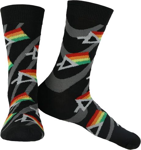Pink Floyd Socks Men's Icon And Logo Rock Band Casual Crew 5 Pair Crew Sock Fits Shoe Size 10-13 in Saudi Arabia
