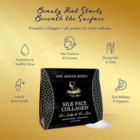 Elixir by Cocó March Silk Face Collagen Bundle for Fine Line Reduction, Luxurious Illumination, & Silky Radiance for Skin, Hair, Nails, and Joints in Saudi Arabia