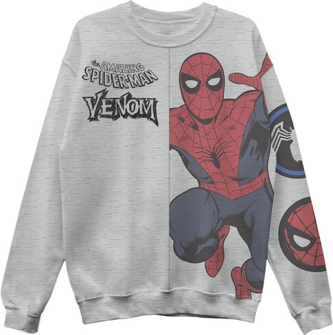 سويت شيرت رجالي من Marvel Spider-Man Venom Split Fleece برقبة دائرية مع تطريز in Kuwait