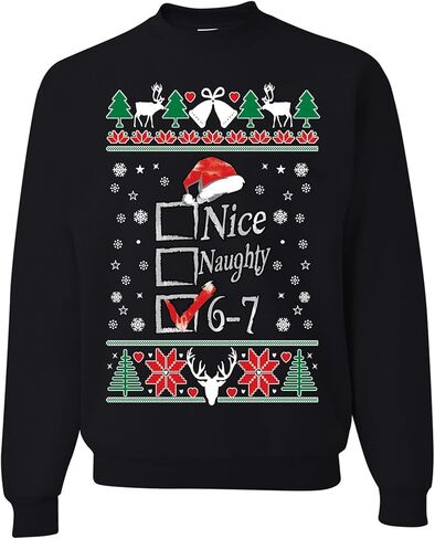 wild custom apparel Nice Naughty 6 7 Funny Ugly Christmas Sweater Crewneck Sweatshirt in Saudi Arabia