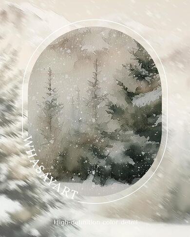 لوحة فنية جدارية على شكل جبل ثلجي شتوي عتيق مقاس 12×16 طباعة قماشية مؤطرة، لوحة منظر طبيعي لشجرة الصنوبر الثلجية للغابات، ريفي محايد لعيد الميلاد في غرفة المعيشة وغرفة النوم ومدخل المزرعة وديكور المنزل لقضاء العطلات in Kuwait