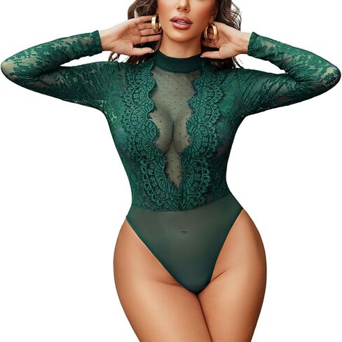 Avidlove Womens Lace Bodysuit Lingerie Teddy Going Out Turtleneck Sexy Bodysuits Top in Saudi Arabia
