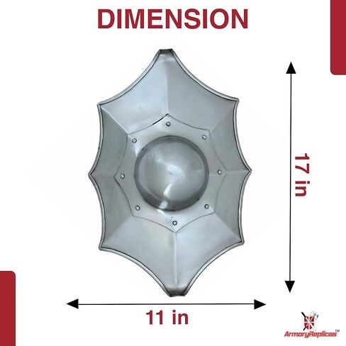 درع Armory Replicas™ Talhofer Buckler Shield - درع قتالي من الفولاذ المُشكل مقاس 17 × 11 بوصة مع قبضة خشبية للتدريب والعرض in Kuwait