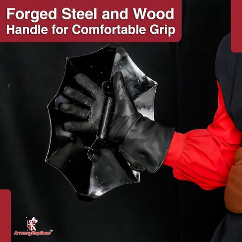درع Armory Replicas™ Talhofer Buckler Shield - درع قتالي من الفولاذ المُشكل مقاس 17 × 11 بوصة مع قبضة خشبية للتدريب والعرض in Kuwait