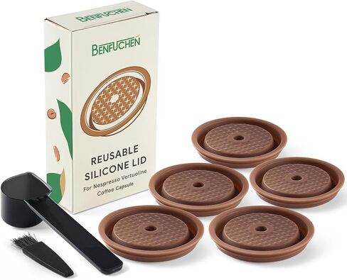 أغطية كبسولات VERTUO القابلة لإعادة الاستخدام قطعتان + كبسولات VERTUOLINE الفارغة القابلة لإعادة الملء - 80+150+230 مل كل 3 قطع لآلة صنع القهوة Vertuoline، أقراص كبسولات سيليكون BENFUCHEN لكبسولات نسبرسو Vertuo القابلة لإعادة الملء in Kuwait