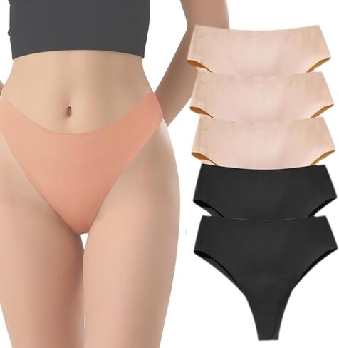 6PCS Invisible Camel Toe Thong No Show High Waisted Camel Toe Concealer Underwear Women's Seamless Panty Pack in Saudi Arabia