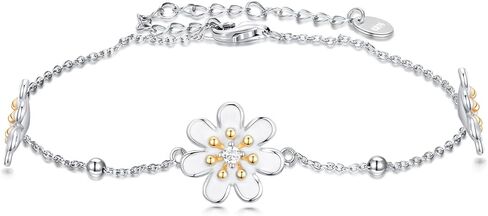 Sunflower Bracelet 925 Sterling Silver Daisy Sunflower Charm Bracelet Sunflower Jewelry for Women in Saudi Arabia