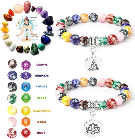 Bracelets for Women Natural Gemstone Healing Crystal Bracelets with Silver Owl Crystals Stone Beaded Bracelet for Yoga Energy Balancing Meditation in Saudi Arabia