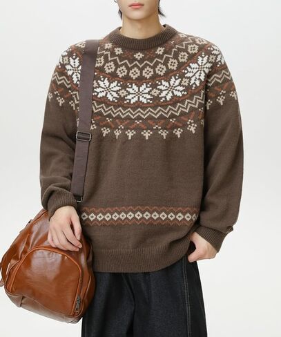 POHADON 2026 Vintage Knitted Sweater for Men Y2k Vintage Aesthetic Chunky Grunge Grandpa Pullover Fall Winter Trendy Clothes in Saudi Arabia