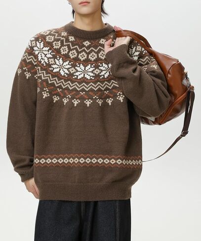 POHADON 2026 Vintage Knitted Sweater for Men Y2k Vintage Aesthetic Chunky Grunge Grandpa Pullover Fall Winter Trendy Clothes in Saudi Arabia