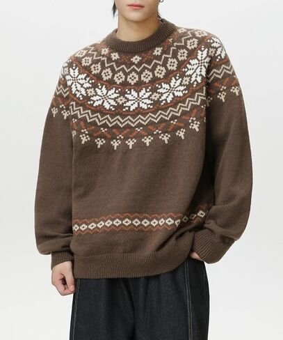 POHADON 2026 Vintage Knitted Sweater for Men Y2k Vintage Aesthetic Chunky Grunge Grandpa Pullover Fall Winter Trendy Clothes in Saudi Arabia
