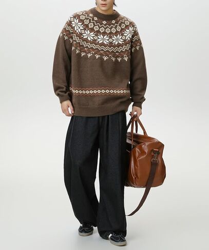 POHADON 2026 Vintage Knitted Sweater for Men Y2k Vintage Aesthetic Chunky Grunge Grandpa Pullover Fall Winter Trendy Clothes in Saudi Arabia