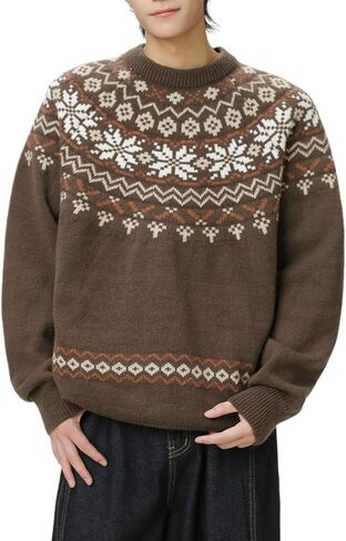 POHADON 2026 Vintage Knitted Sweater for Men Y2k Vintage Aesthetic Chunky Grunge Grandpa Pullover Fall Winter Trendy Clothes in Saudi Arabia