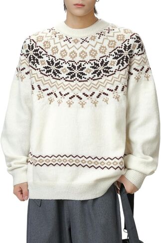 POHADON 2026 Vintage Knitted Sweater for Men Y2k Vintage Aesthetic Chunky Grunge Grandpa Pullover Fall Winter Trendy Clothes in Saudi Arabia