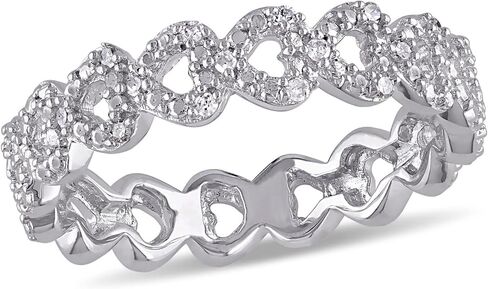 ANGEL SALES 1.10 Ctw Round Cut Diamond Wedding Heart Shape Eternity Ring 925 Sterling Silver 14k White Gold Finish in Saudi Arabia