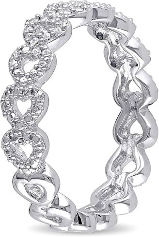 ANGEL SALES 1.10 Ctw Round Cut Diamond Wedding Heart Shape Eternity Ring 925 Sterling Silver 14k White Gold Finish in Saudi Arabia