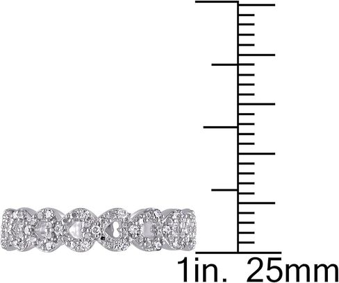 ANGEL SALES 1.10 Ctw Round Cut Diamond Wedding Heart Shape Eternity Ring 925 Sterling Silver 14k White Gold Finish in Saudi Arabia