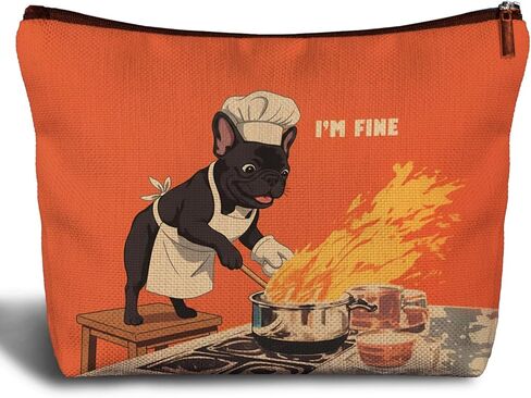 Funny Chef Canvas Makeup Bag for Women - Cooking Lovers Gifts for Women Mom, Chef Funny Gifts, Inspirational Women Cosmetic Bag for Purse Travel Bag, I'm Fine in Saudi Arabia