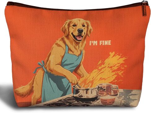 Funny Chef Canvas Makeup Bag for Women - Cooking Lovers Gifts for Women Mom, Chef Funny Gifts, Inspirational Women Cosmetic Bag for Purse Travel Bag, I'm Fine in Saudi Arabia