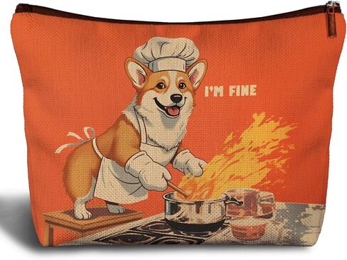 Funny Chef Canvas Makeup Bag for Women - Cooking Lovers Gifts for Women Mom, Chef Funny Gifts, Inspirational Women Cosmetic Bag for Purse Travel Bag, I'm Fine in Saudi Arabia