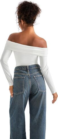 SUUKSESS Women Off the Shoulder Bodysuit Short Sleeve Strapless Thong Body suit in Saudi Arabia
