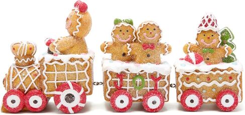 Hodao 9.25" Length Christmas Gingerbread Man Train Decorations Xmas Train Figurines Winter Decor Handmade Polyresin Gingerbread Man Figurine for Xmas Decor Gift - Christmas Party Home Decor in Saudi Arabia