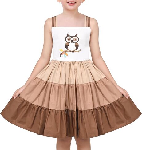 Sunny Fashion Girls Dress Ice Cream Rainbow Striped Suspender Sleeveless in Saudi Arabia