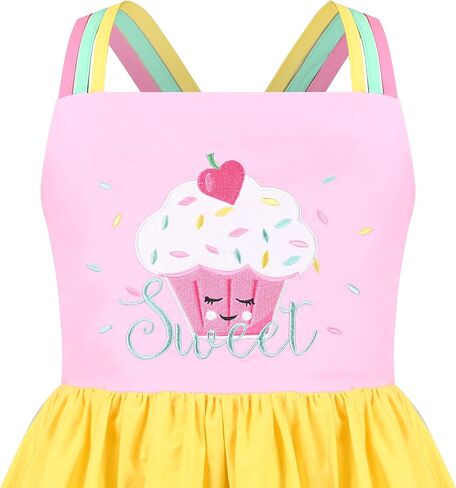 Sunny Fashion Girls Dress Ice Cream Rainbow Striped Suspender Sleeveless in Saudi Arabia