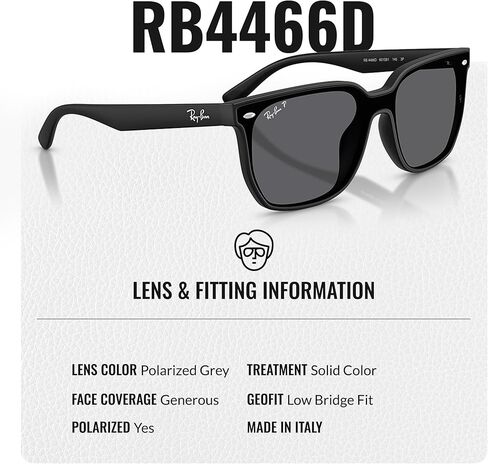 نظارات شمسية Ray-Ban RB4466D مربعة الشكل للرجال والنساء مع مجموعة نظارات RAYBAN الرسمية - مظهر جريء مع جاذبية خالدة in Kuwait