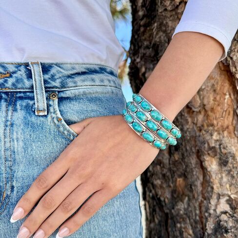 Turquoise Bracelet Sterling Silver 925 Genuine Turquoise Cuff Bracelet in Saudi Arabia