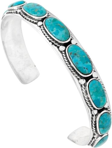 Turquoise Bracelet Sterling Silver 925 Genuine Turquoise Cuff Bracelet in Saudi Arabia