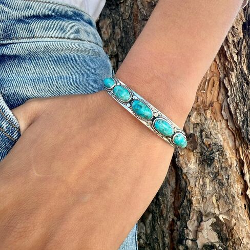 Turquoise Bracelet Sterling Silver 925 Genuine Turquoise Cuff Bracelet in Saudi Arabia