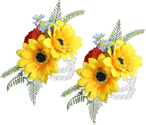 Rinlong 2Pcs Terracotta Wrist Corsage Artificial Flower Corsage for Fall Wedding Homecoming Prom Burnt Orange Bracelet Boho Wrist Flowers Bride Bridesmaid Flower Accessories in Kuwait