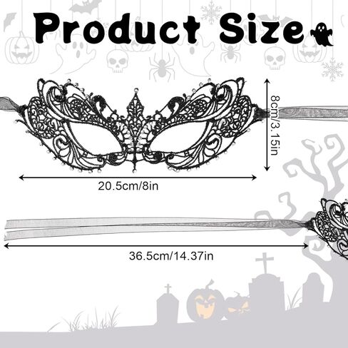 Masquerade Mask for Women Rhinestone Lace Mask Halloween Masks Lace Eye Masks for Ball Proms and Party in Saudi Arabia