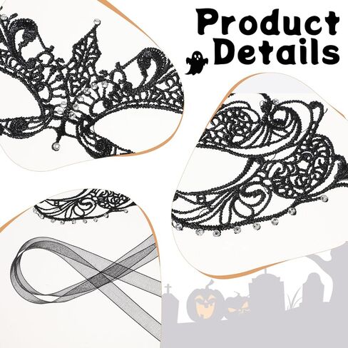 Masquerade Mask for Women Rhinestone Lace Mask Halloween Masks Lace Eye Masks for Ball Proms and Party in Saudi Arabia