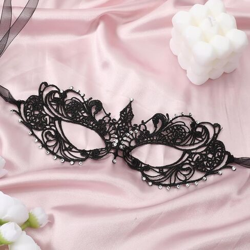 Masquerade Mask for Women Rhinestone Lace Mask Halloween Masks Lace Eye Masks for Ball Proms and Party in Saudi Arabia