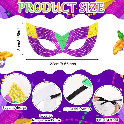 12 Pieces Mardi Gras Face Mask Mardi Gras Mask Mardi Gras Shining Mask Gold Purple Green Masquerade Masks for Women Men Kids New Orleans Dress Up Mardi Gras Decorations Party Supplies in Saudi Arabia